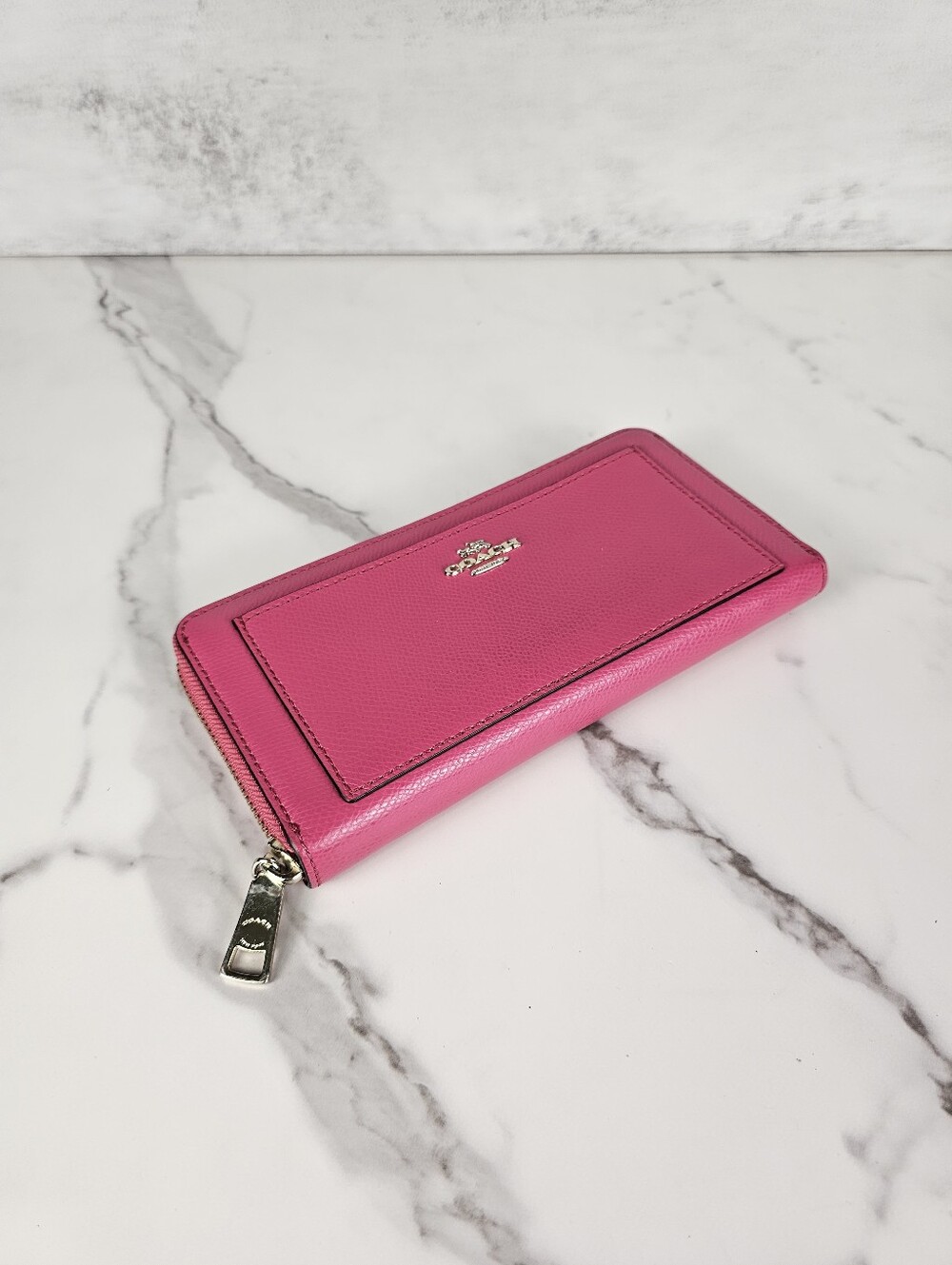 Coach Pink Crossgrain Leather Zip Wallet